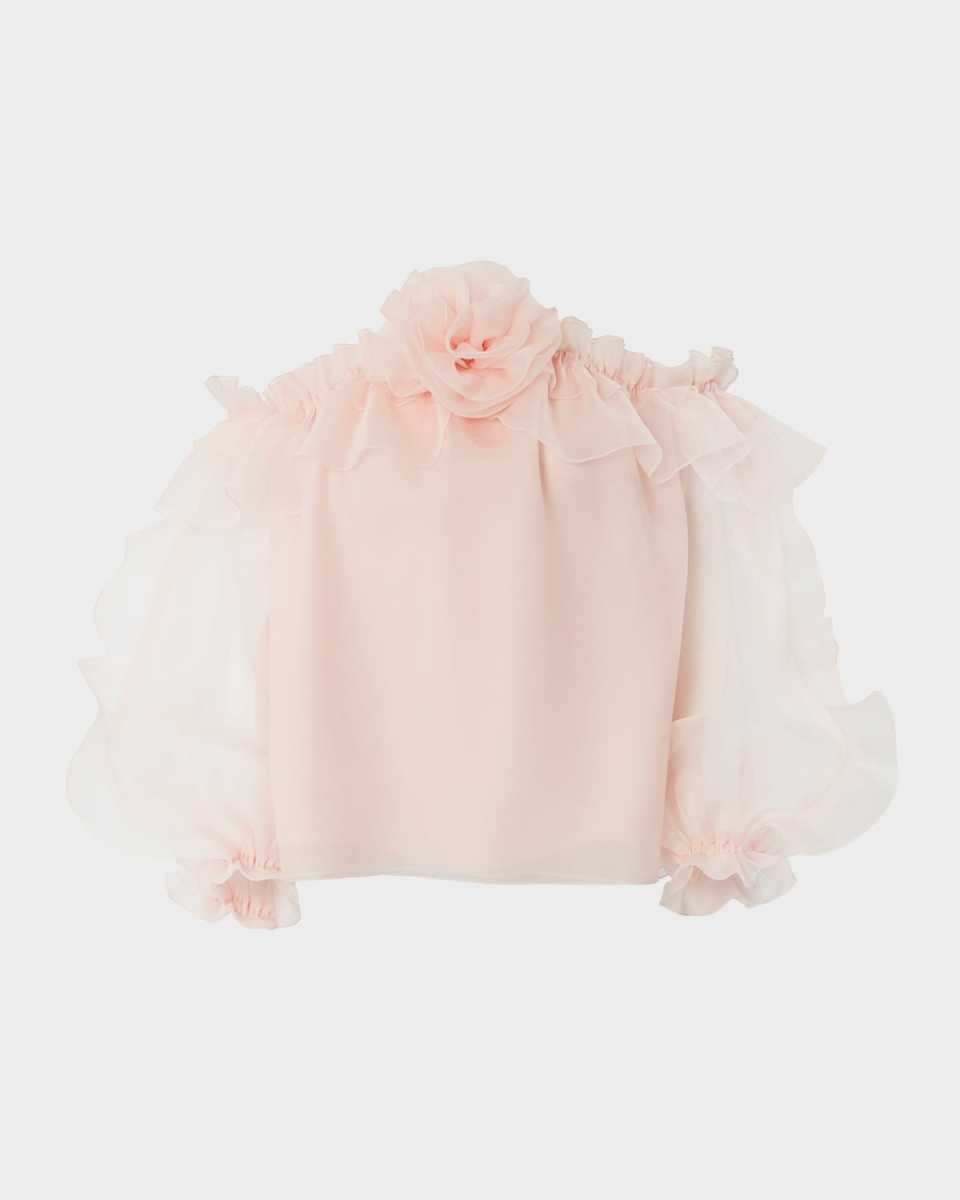 Ruffle Halter Top with Floral Applique Detail